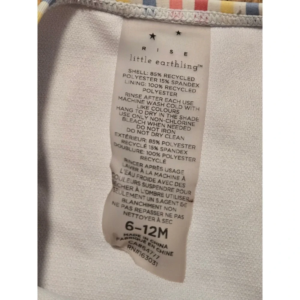 Rise Little Earthling Baby  6-12M Multi Color Stripe Recycled Swim Bottoms